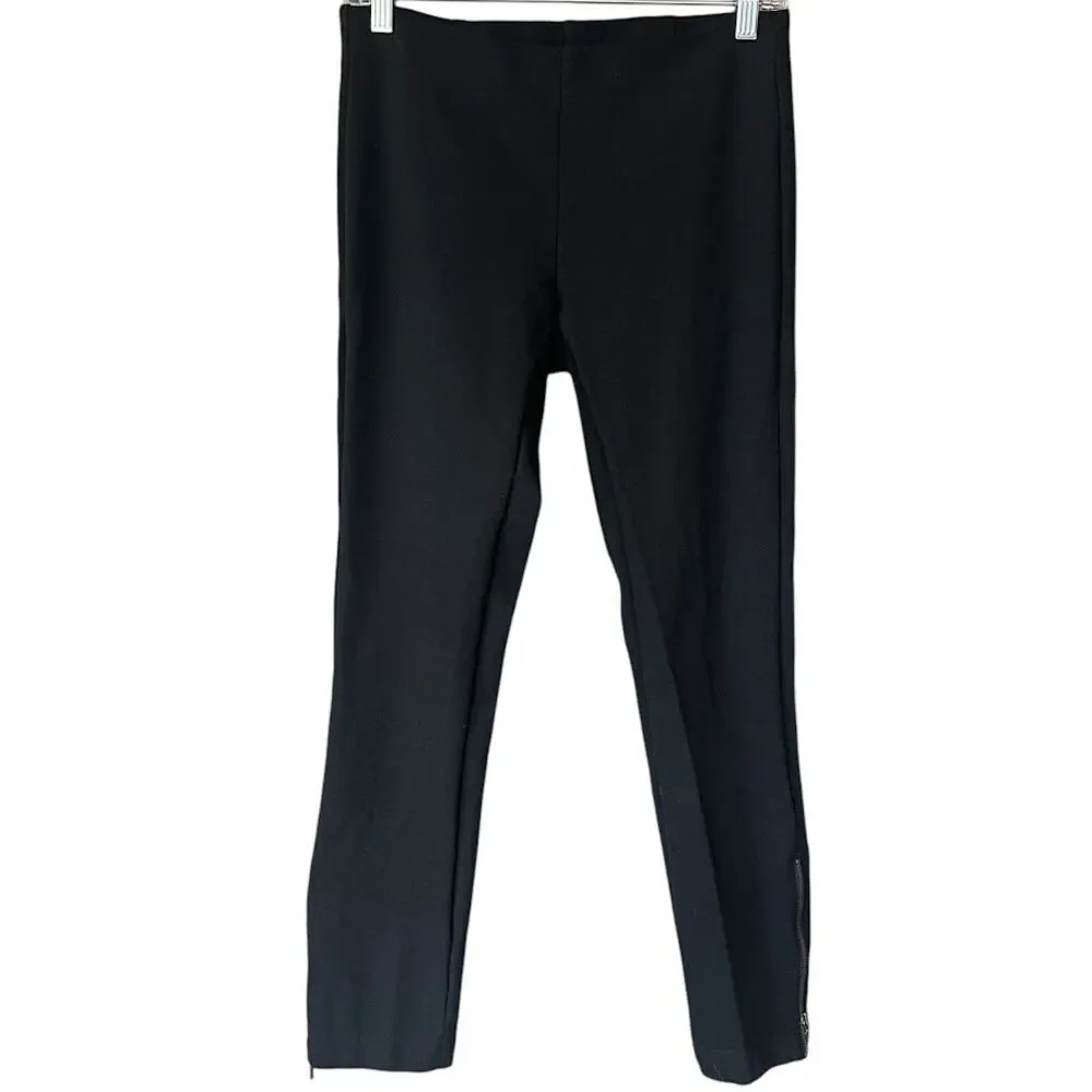 Eileen Fisher Black Rayon Blend Pull On Skinny‎ Leggings Zipper Hem Pants XS